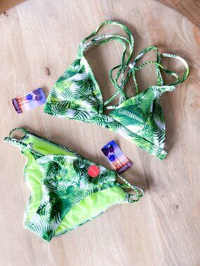 Tropical green bikini set New w/ tag